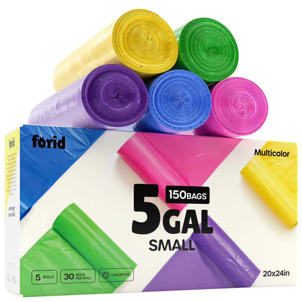 Medium Trash Bags 5 Gallon, Office Garbage Bags, Colored, 150 Count