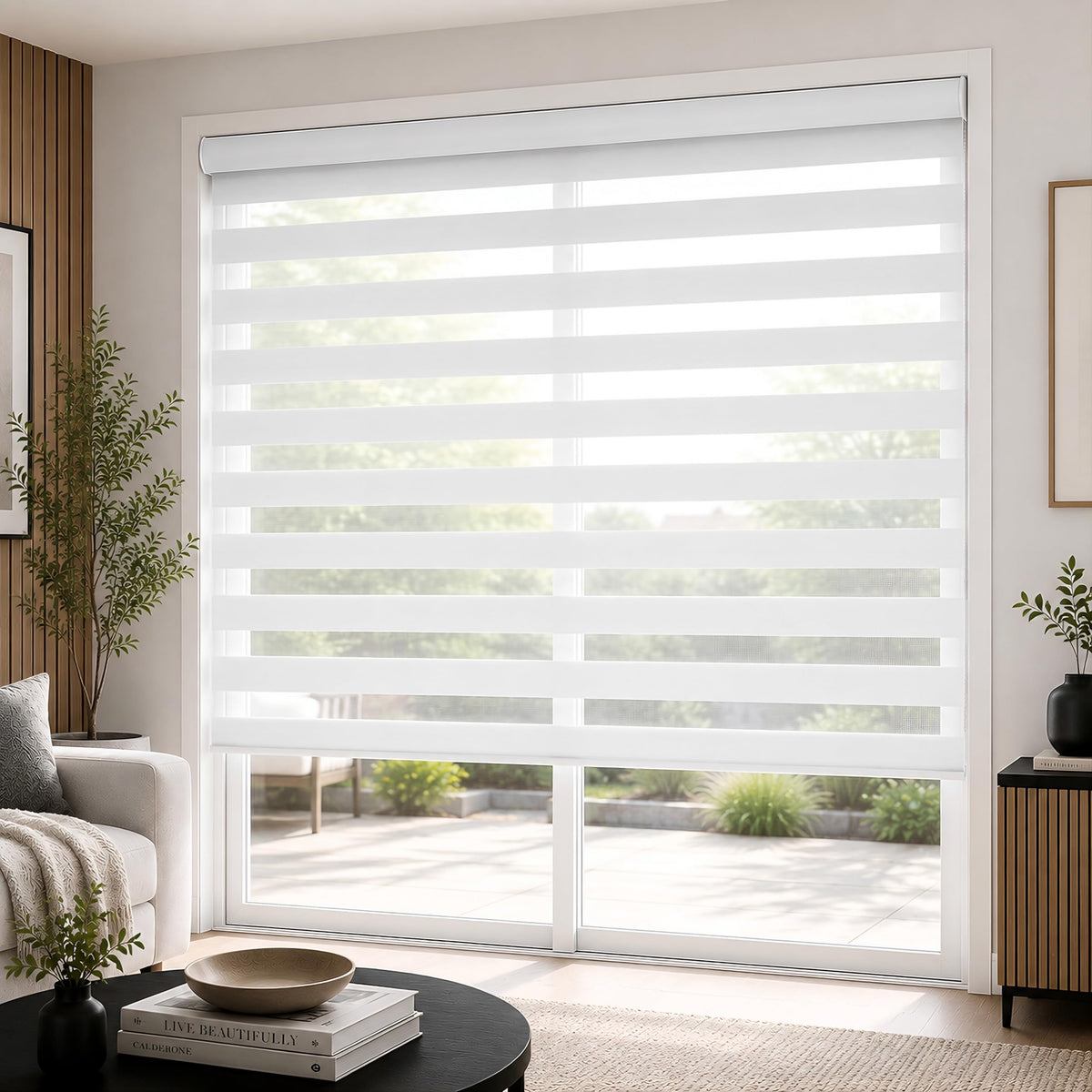 Pinecrest Custom Zebra Blinds for Windows,White,70.5" Width X 94" Height