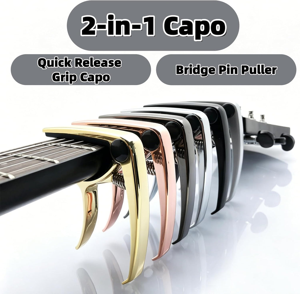 All-in-One Guitar Accessory Kit for Beginner Players | All-in-one pack with tuner, capo, strap, 9 picks & 3-in-1
