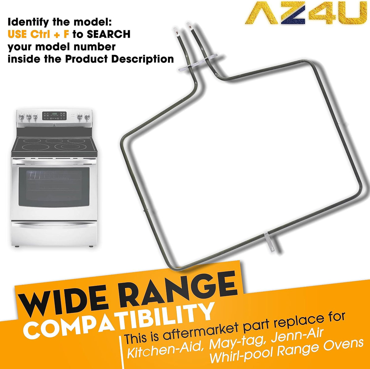 AZ4U Range Oven Bake Element Replaces For Maytag MER8700DS1 MER8674AS0