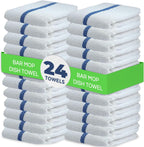 24 Pk 16x19 Cotton Kitchen Cleaning 30 Oz Bar Mop Towel Blue