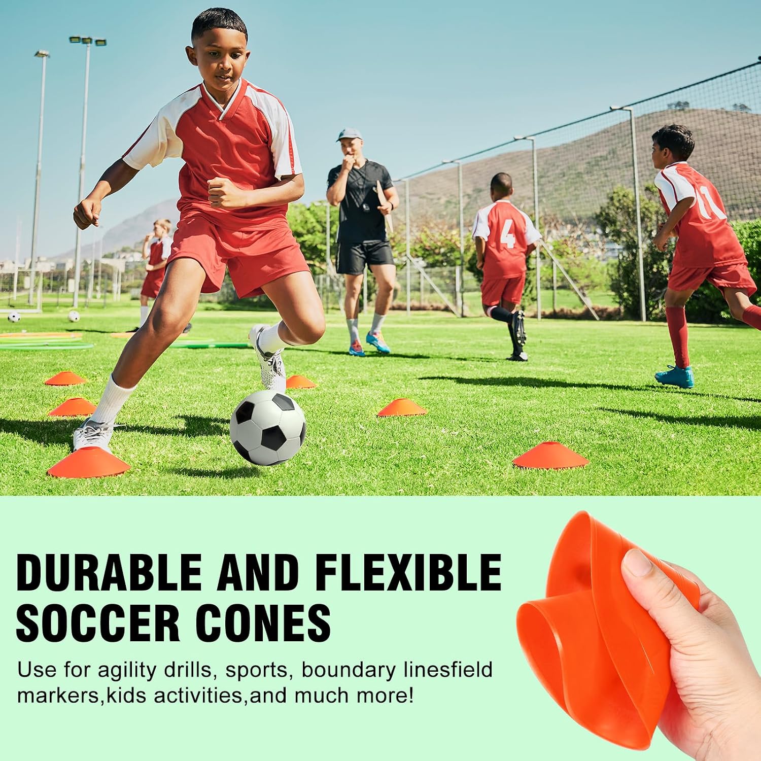 Agility Hurdles Training Equipment - Speed Hurdles and Soccer Cones with Carrying Bag for Soccer, Football, and Track