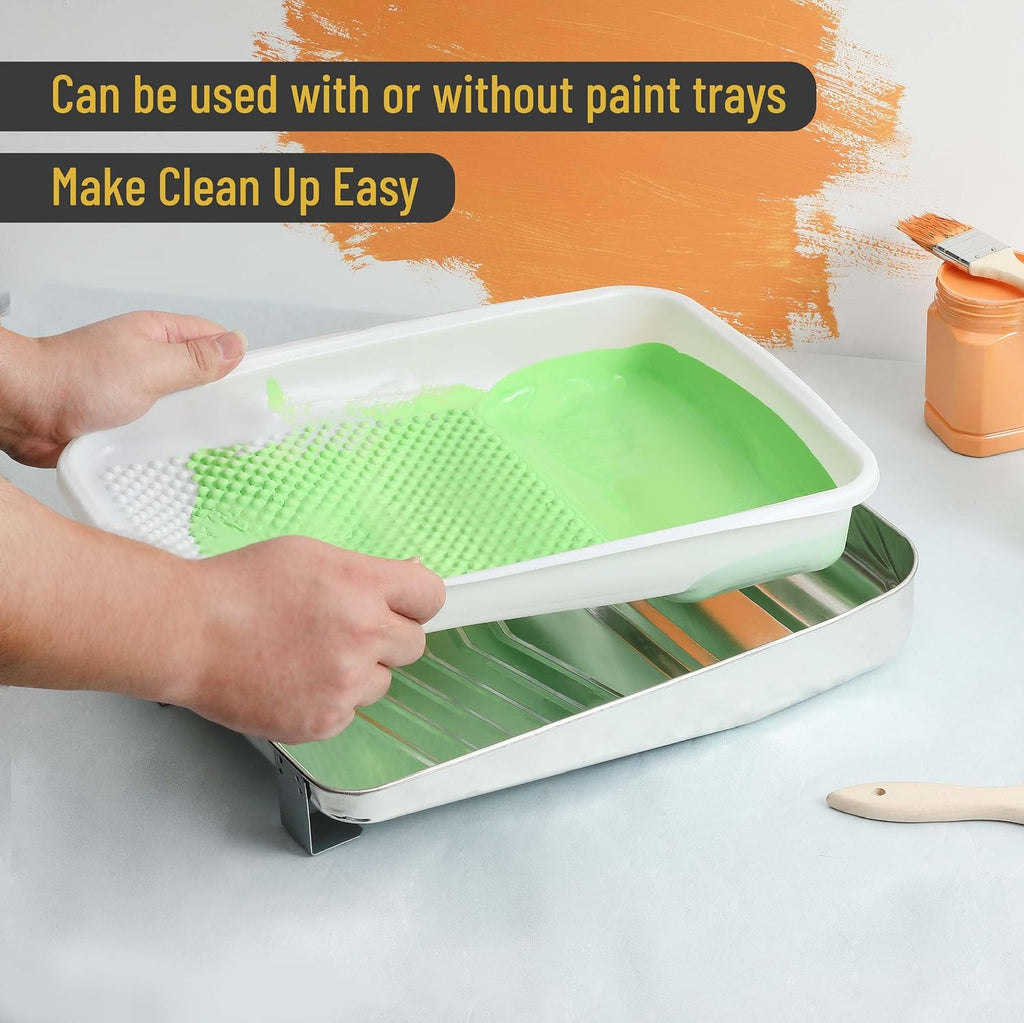 Bates 9 Inch Paint Tray with 10 Plastic Liners - Disposable Paint Roller Trays for Walls