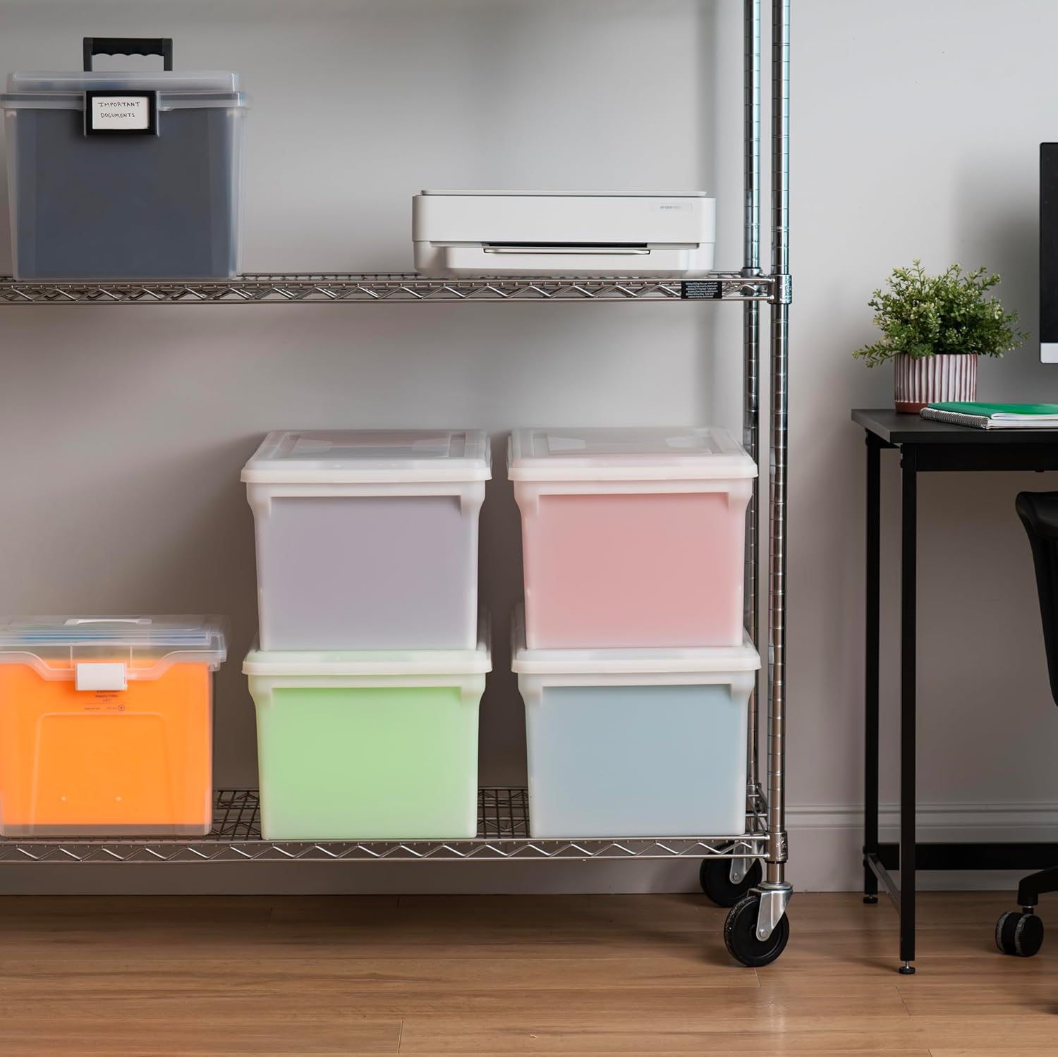 Snap Securing File Box, File Box with Locking Lid, Secure Document Storage Container for Letter/Legal Files, Portable