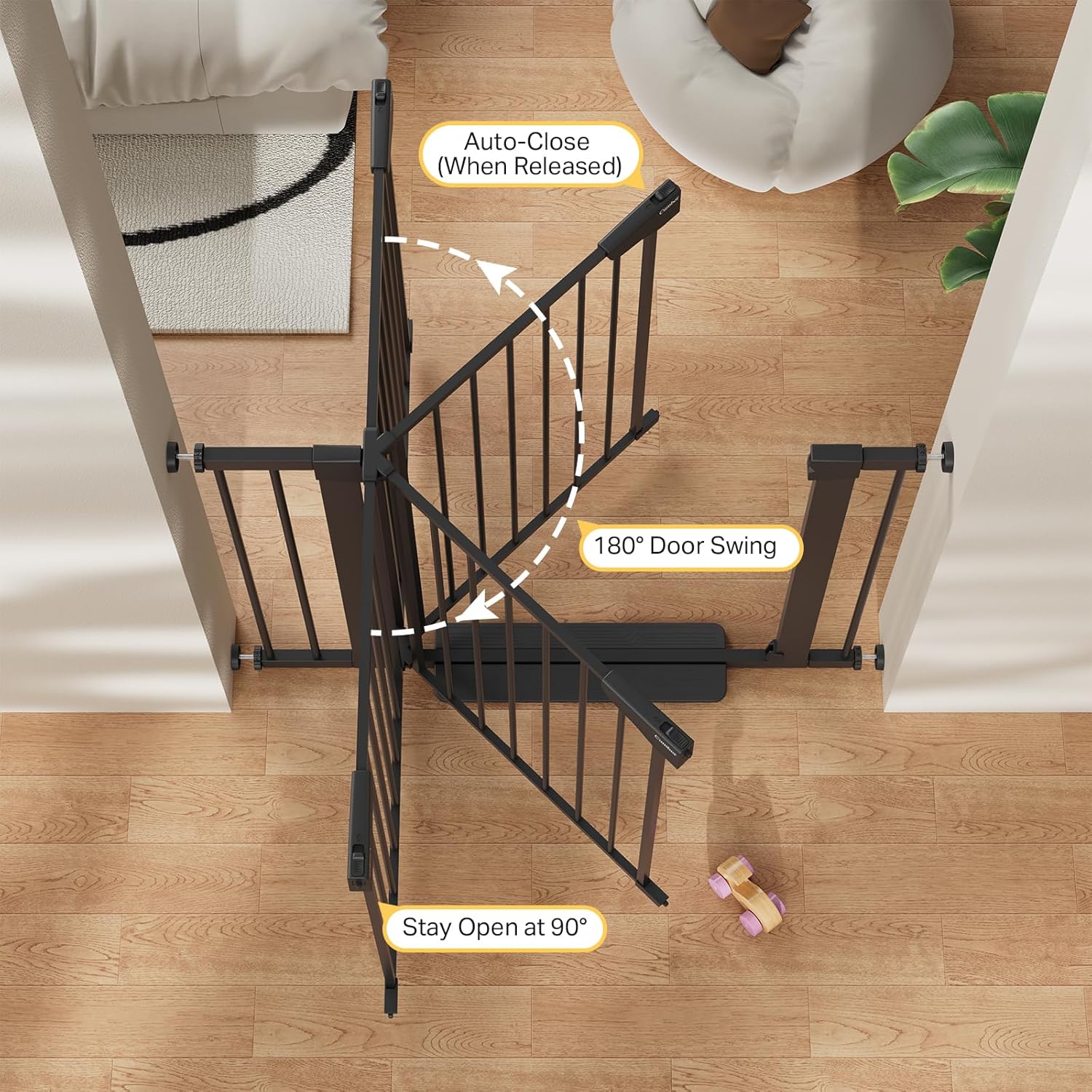 29.7-40.6" Baby Gate for Stairs, Mom's Choice Awards Winner-Dog Gate for Doorways, Pressure Mounted Auto-Close Pet