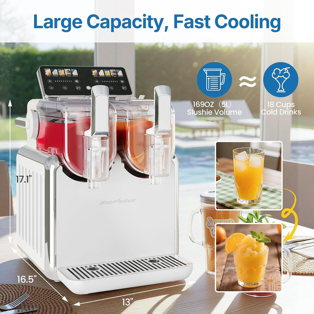 169oz Dual-Tank Slush Machine, Rapid Chill, Self-Clean, 5 Modes, ETL