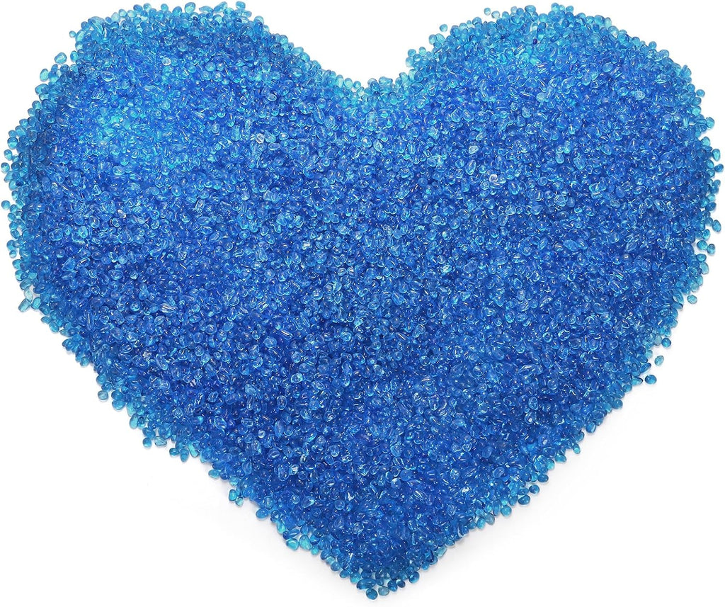 5LB Fish Tank Gravel, Polished Small Aquarium Substrate Gravel Sand, Blue Sea Glass Beads for Vases, Irregular