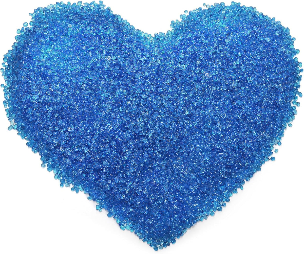5LB Fish Tank Gravel, Polished Small Aquarium Substrate Gravel Sand, Blue Sea Glass Beads for Vases, Irregular