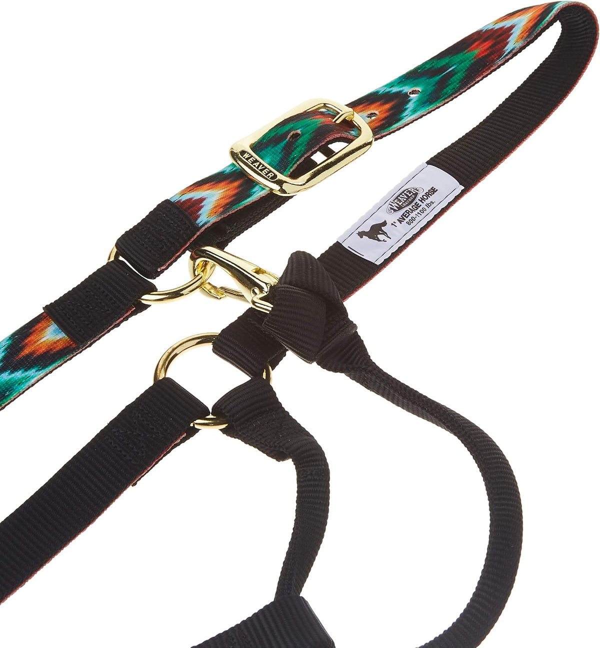 Nylon Horse Halter, Patterned Webbing, Adjustable Chin & Throat Snap Halters for Horses, Equine Tack,Average Size