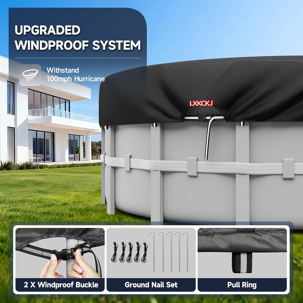 12 Ft Round Pool Cover, Solar Pool Covers for Above Ground Pools, Summer Pool Cover Protector with Cover Accessories