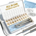 Gold Eyeglass Repair Kit with 18 Sizes Gold-Plated Screws, 1.4mm Precision Screwdrivers, Tweezers, Nose Pads & Cloth