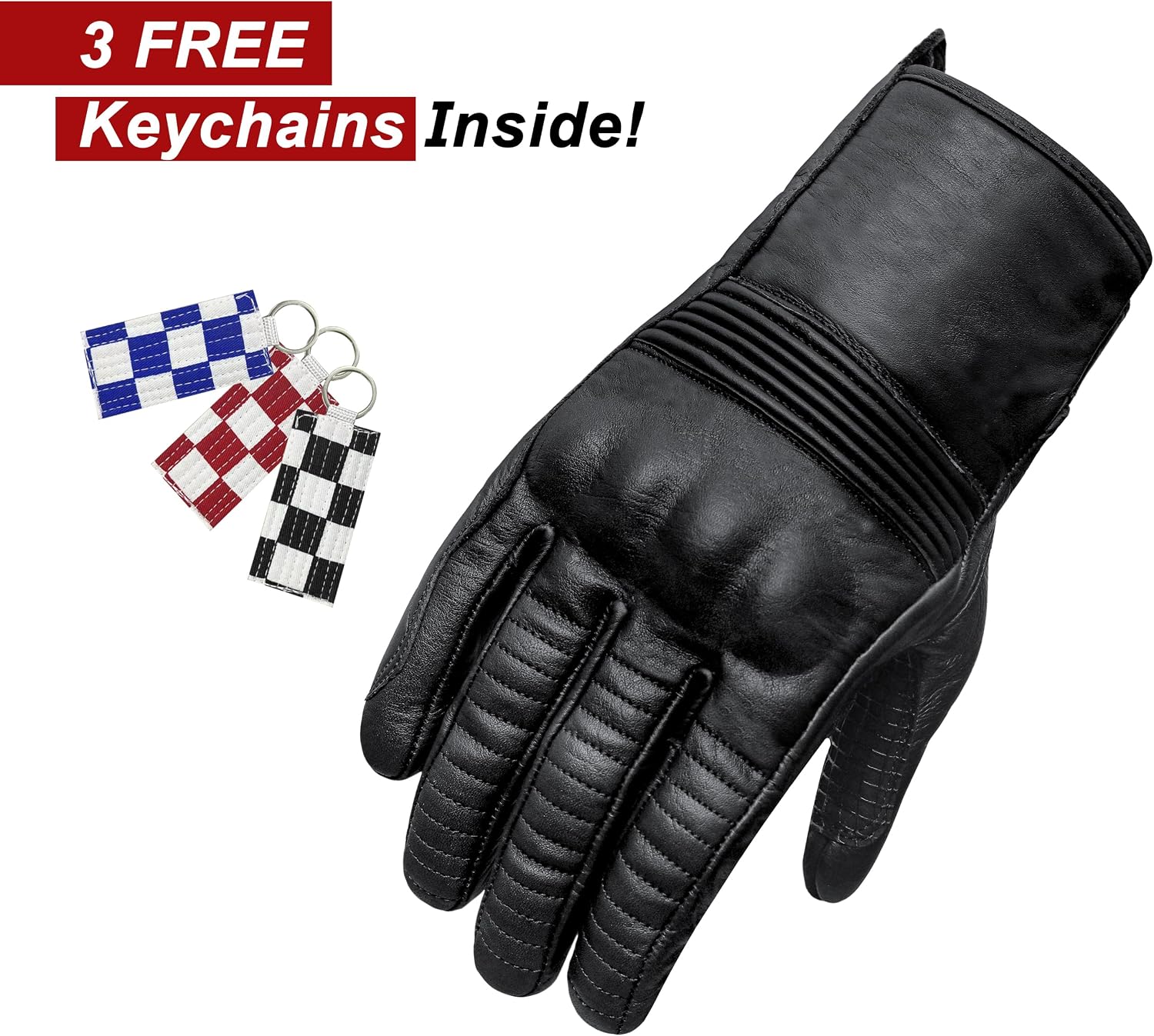 Antares Motorcycle Gloves for Men Touchscreen Full Finger Leather Gloves Protection Riding Driving Biker Glove Black