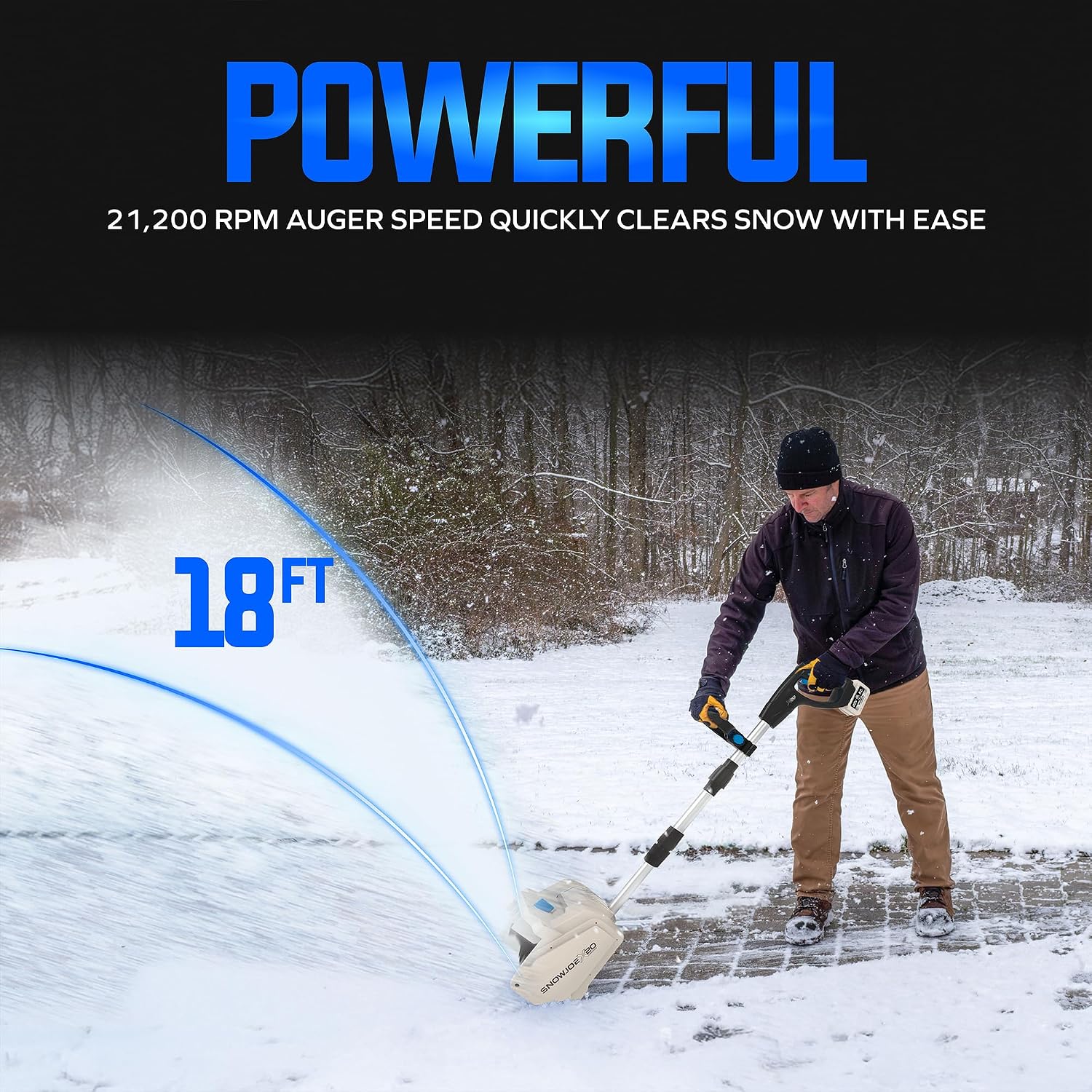 Cordless Electric Snow Shovel with Adjustable Handle, X20-SNOW-5A | Battery Kit, Charger, 10-Inch Clearing Path, Up
