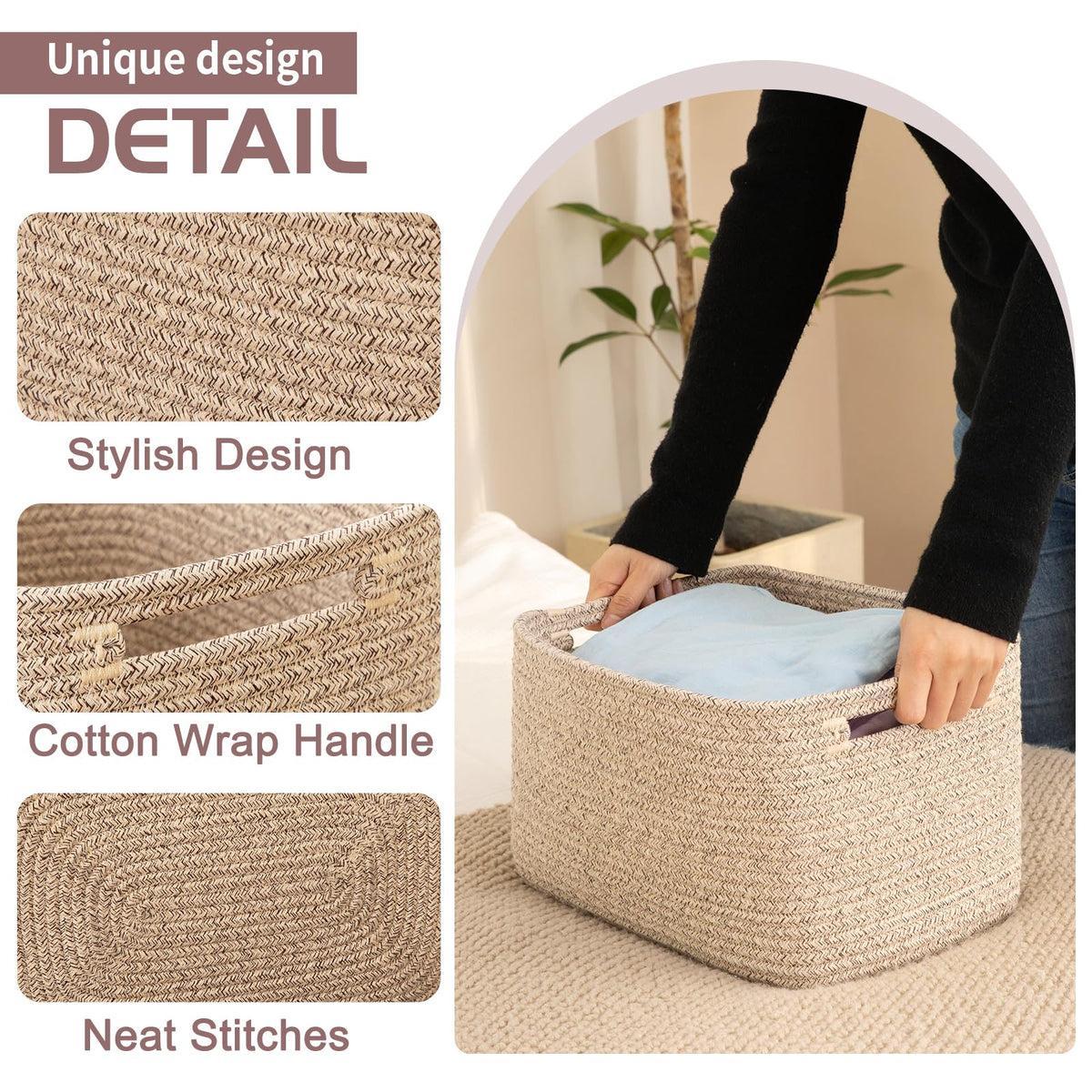 4 Pack Storage Baskets for Organizing 30L Cube Storage Bins Brown