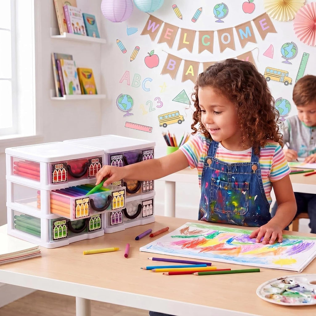 12 Pcs/ 4 Pack Plastic Crayon Organizer for Classroom Back to School