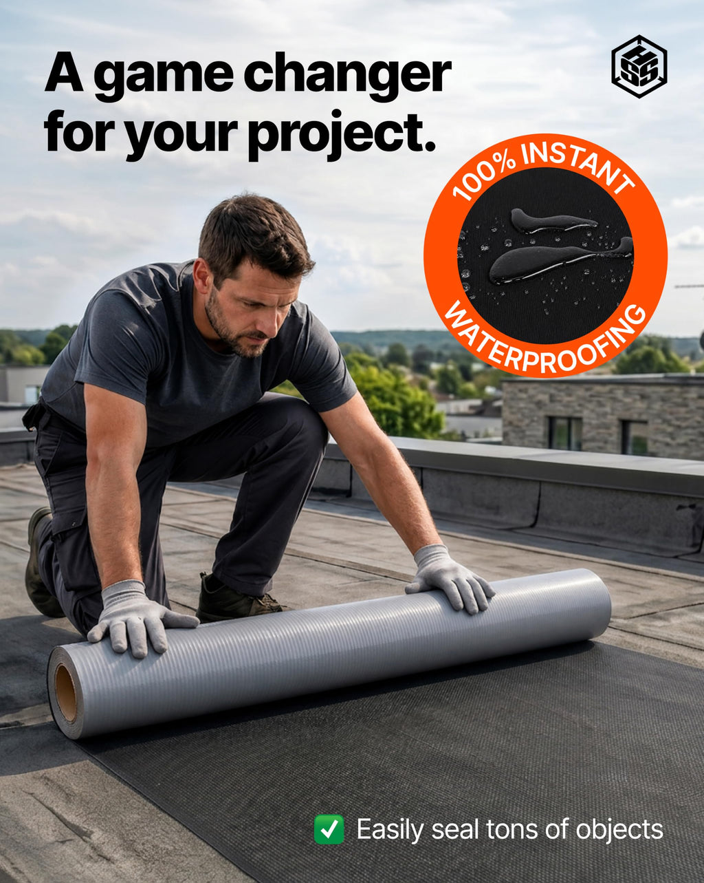 EPDM Waterproofing Membrane Self-Adhesive Black 52 Mil
