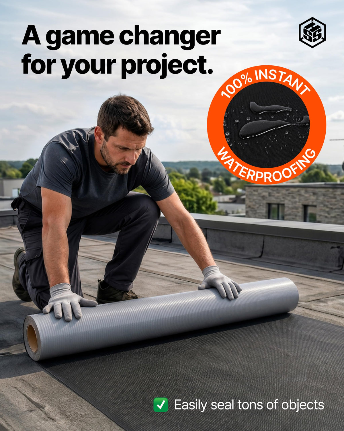 EPDM Waterproofing Membrane Self-Adhesive Black 52 Mil