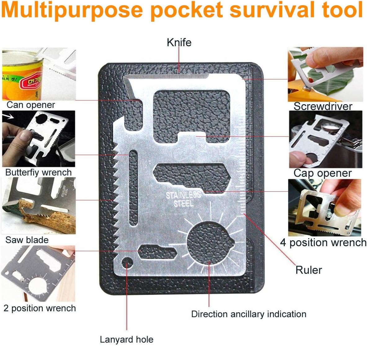 Survival Kit Outdoor Emergency Gear Kit for Camping Hiking Travelling or Adventures (Black)
