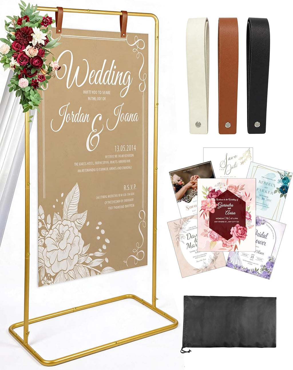 Adjustable wedding welcome sign stand - Customizable design bundle for linen sign stand - wedding sign holder