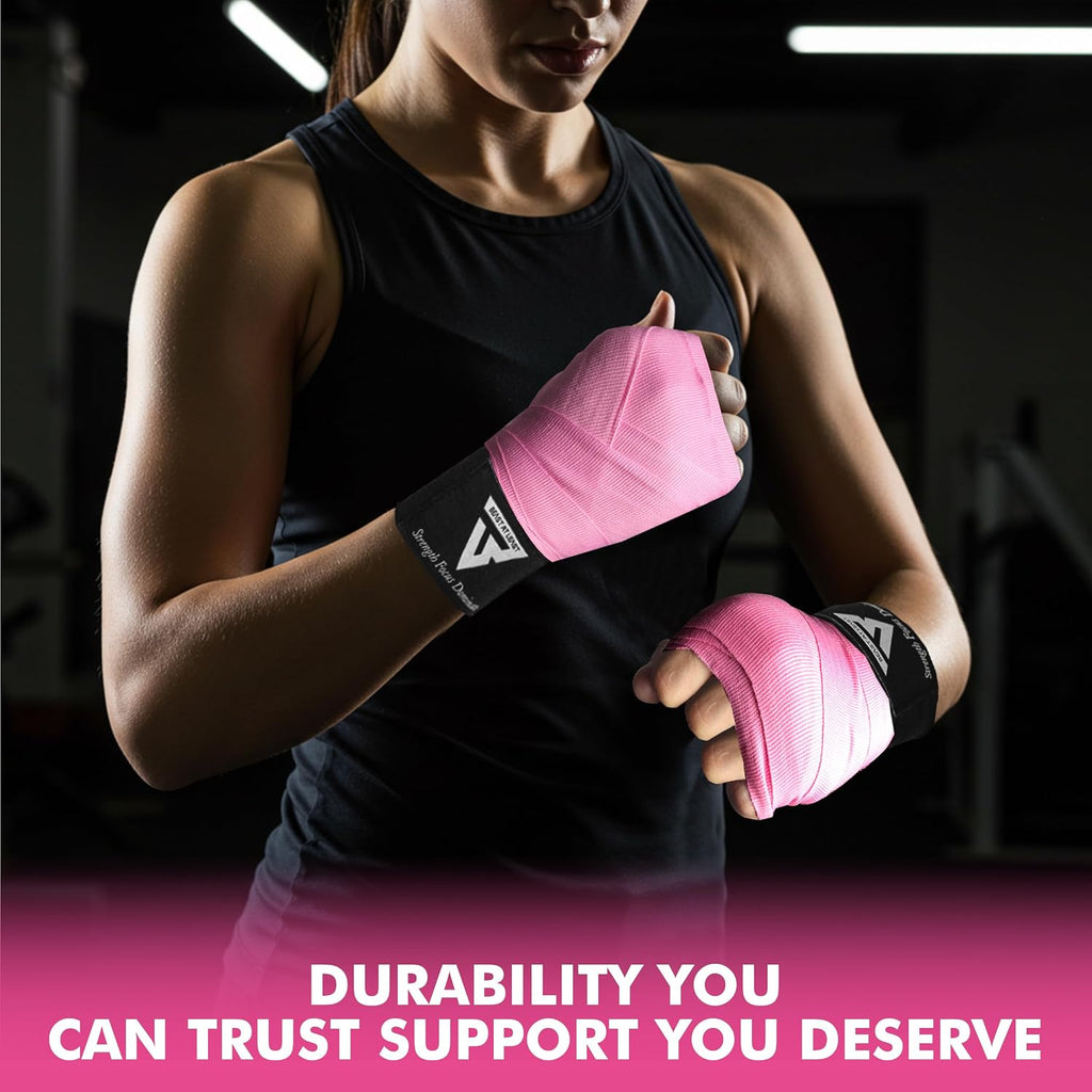 Boxing Hand Wraps, 180 Inches Inner Gloves with Thumb Loop | Elasticated Knuckle Protection for Martial Arts | Soft