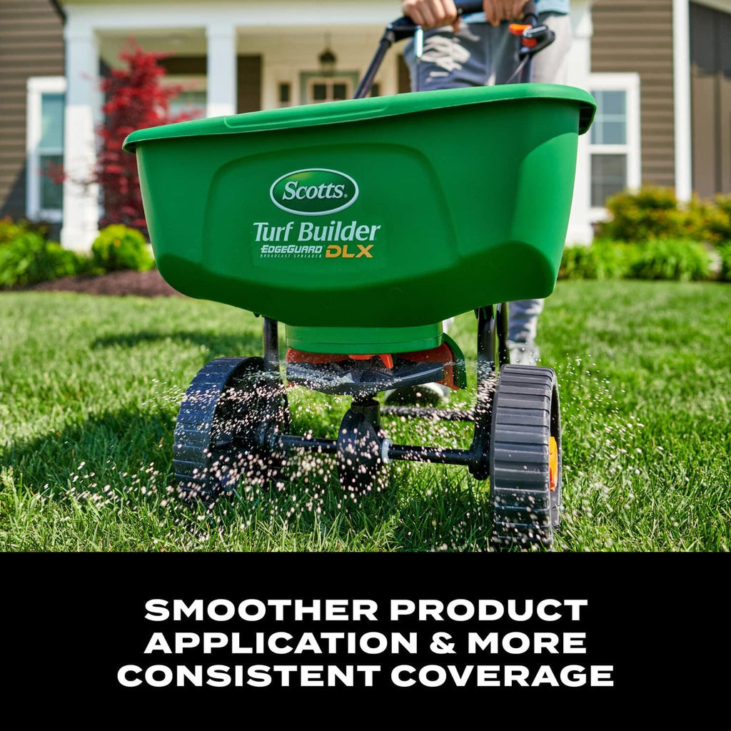 Turf Builder EdgeGuard DLX Broadcast Spreader for Seed, Fertilizer, Salt, Ice Melt, Holds up to 15,000 sq.ft.