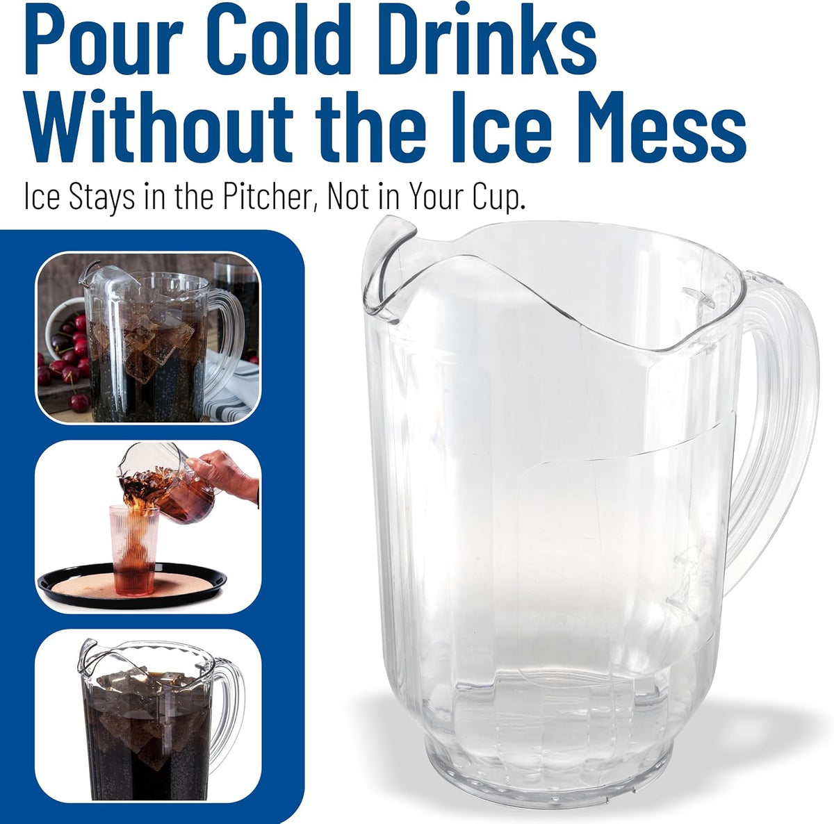 Carlisle Versapour Pitcher with Window, 60 oz Clear SAN Plastic