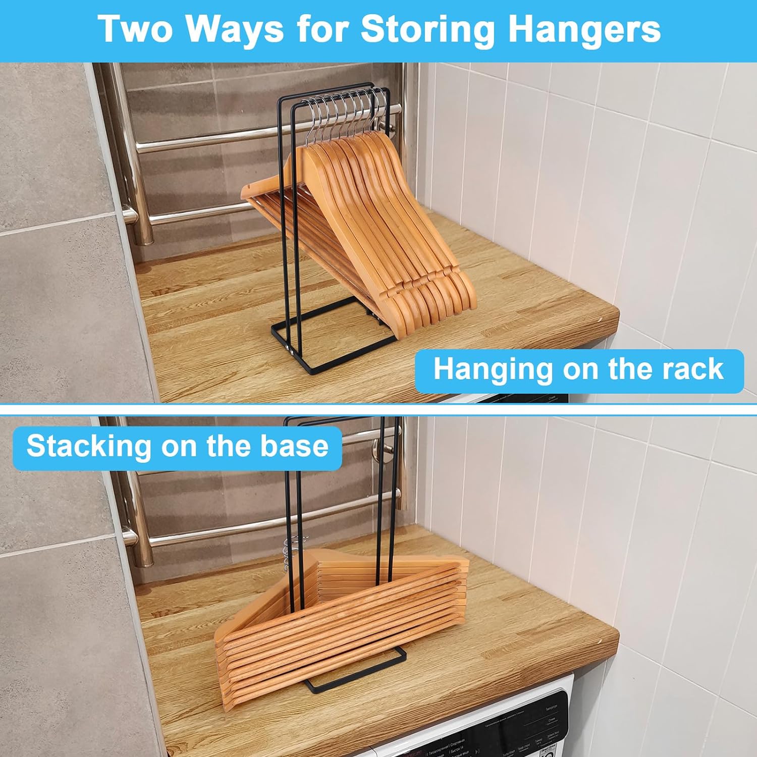Hanger Stacker 2 Pack, Clothes Hanger Holder Organizer for Closet Laundry Room, Organizer Stacker for Coat Wire