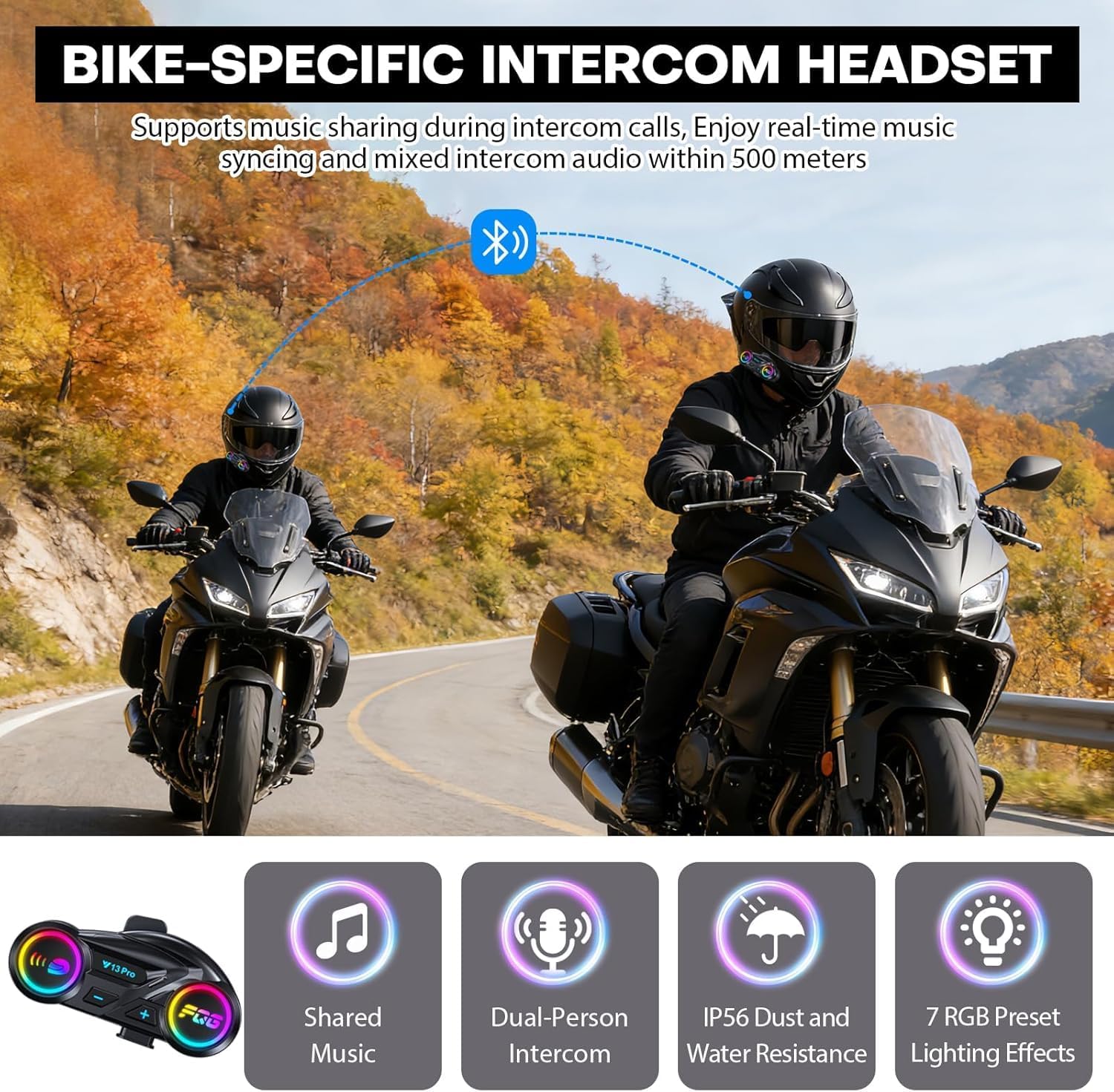 Modular Bluetooth Motorcycle Helmet, DOT Approved | Flip Up Full Face Helmets with Dual Visor