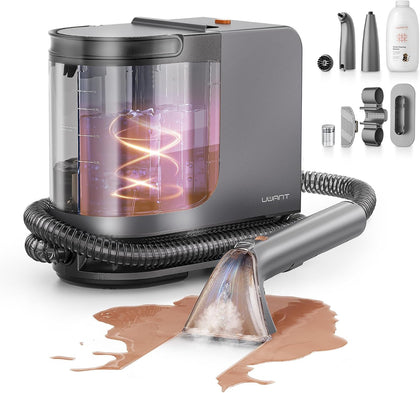 Portable Carpet Cleaner with Steam& Hot Water 18Kpa Upholstery Cleaner Machine for Pets with Cleaning Tools& Solution