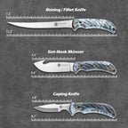 Hunting Deer Knife Set Field Dressing Kit | Game Processor Set, 8 pieces, Blue Handle