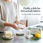 Natural Dish Soap Bar - Value Pack of 3 Solid Soap Block 16oz - Lemon Scented, Long Lasting, Skin Friendly