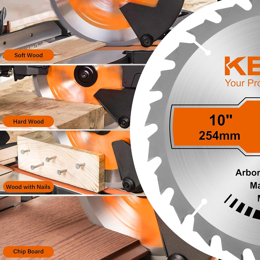 10 Inch Circular Saw Blade Set, 2-Pack 40T 60T, 5/8 Arbor | Two 10 inch ATB blades for table and miter saws: 40T for