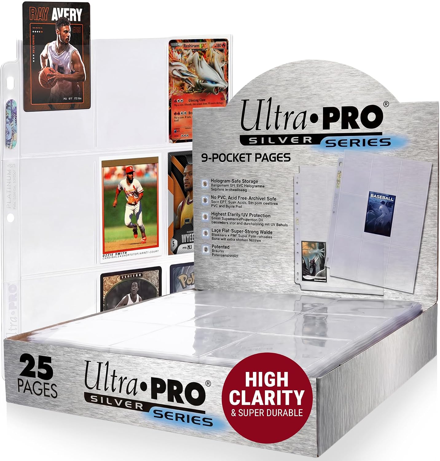 Card Pages for Binders – 9 Pocket Trading Card Binder Pages – Silver Series for Trading Cards & Collectibles –