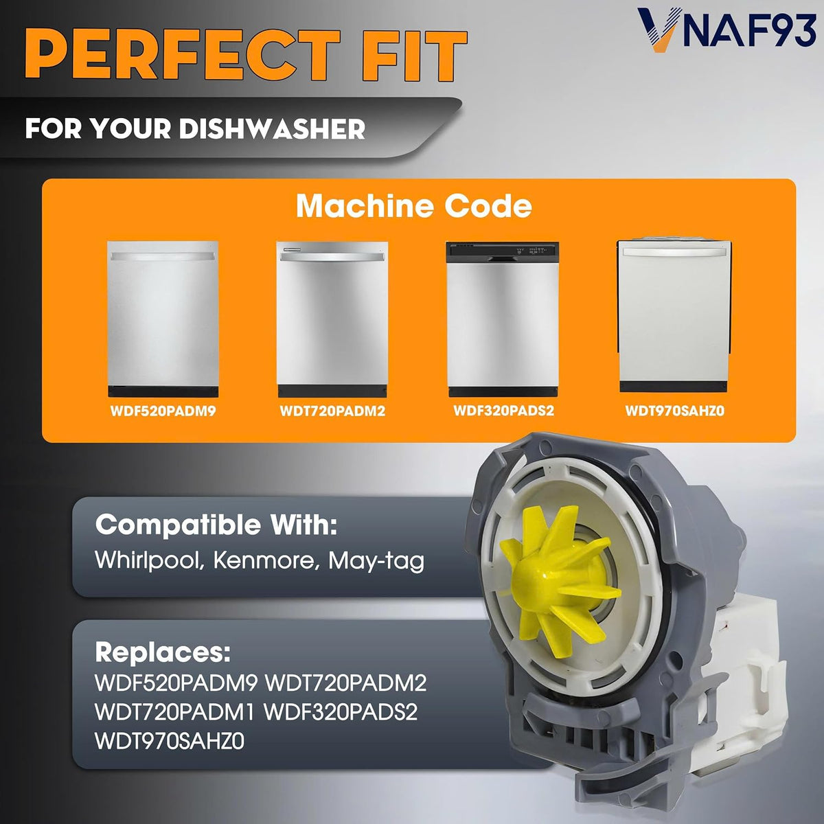 W10724439 W10876537 Dishwasher Drain Pump for Whirlpool KitchenAid