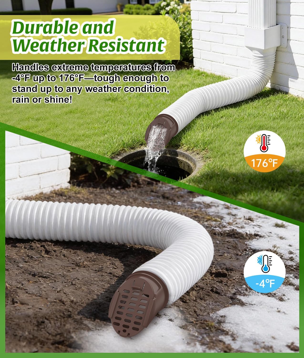 Rain Gutter Downspout Extension Hose Guard, Drain Downspout Extender Outlet Filter and Leaf Guard, for Standard 4''