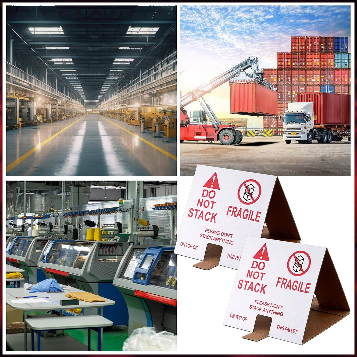 60 Pcs Do Not Stack Pallet Cones 8 x 8 x 7" Do Not Stack Cones Corrugated Cardboard, Red White Safe Shipping and