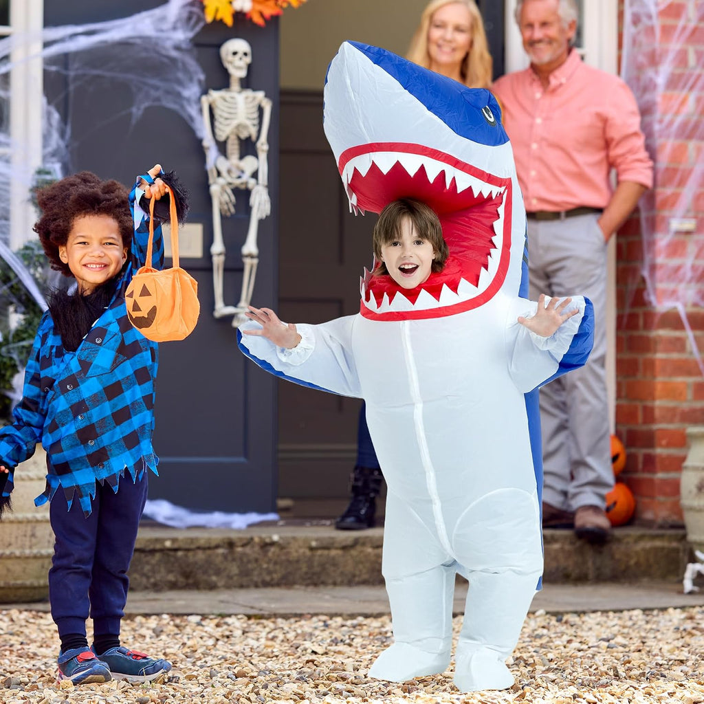 Halloween Inflatable Costume Kids,Blow Up Full Body Shark Suit Boys Girls