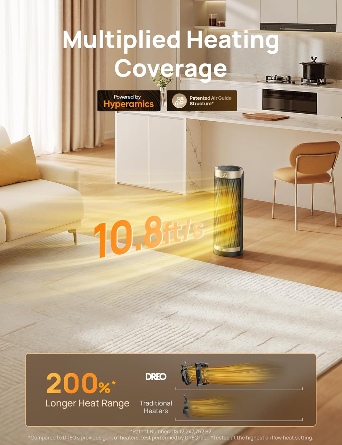 Space Heaters for Indoor Use with Thermostat, 1500W Electric Heaters | Fast Heating, Quiet Operation, 70°