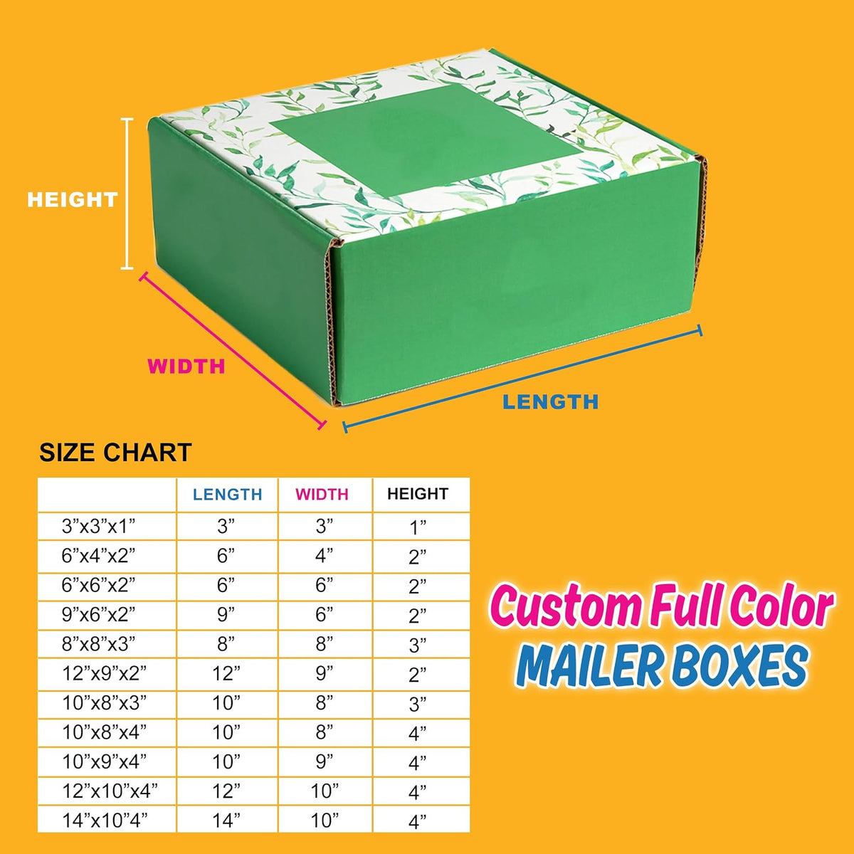 Custom Full Color Mailer Boxes 14"x10"x4" – Personalized Printed Packaging with Logo | Shipping Solutions for Small