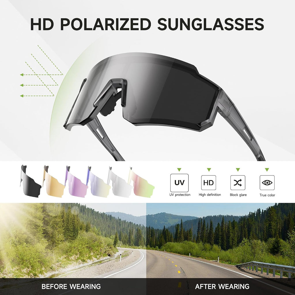Sports Polarized Sunglasses Men Women for Running Baseball Hiking | 3 Pack Lightweight Sun Glasses with UV Protection