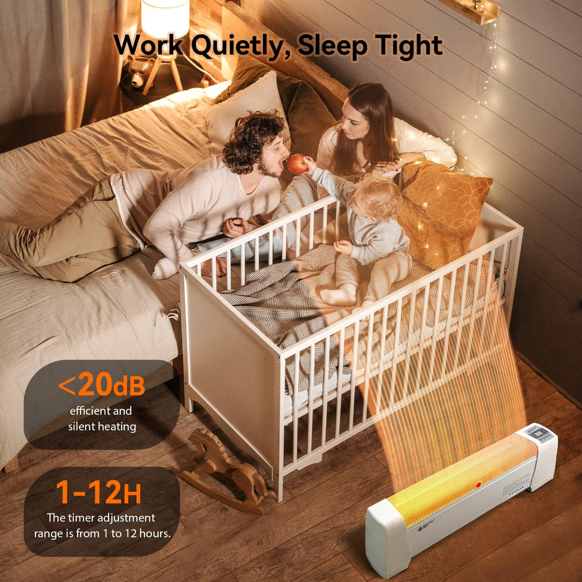 Electric Baseboard Space Heater 1500W with Digital Thermostat
