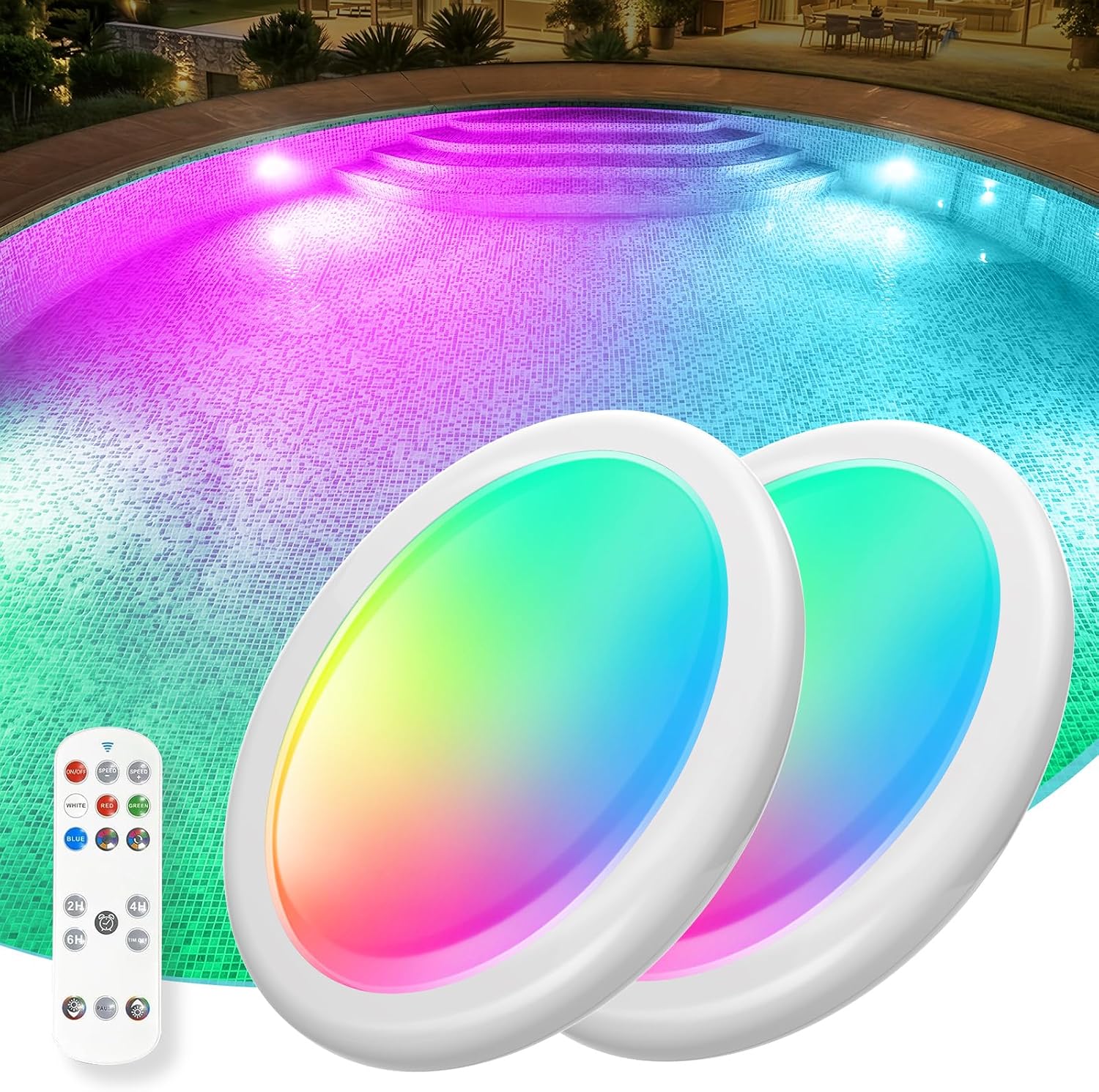 Pool Lights for Above Ground Pools, Upgraded Rechargeable Dynamic Lighting Inground Pool Lights that Float w/Remote