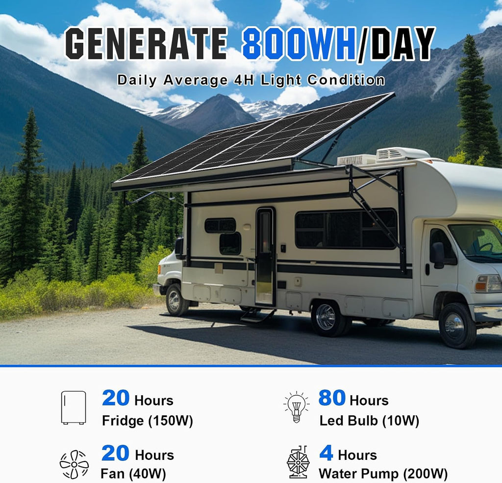 200 Watts 12 Volt/24 Volt Solar Panel Kit | 20A Bluetooth APP Monitoring MPPT Controller+25% High Efficiency Solar