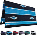 36"x 34" Navajo Design Acrylic Saddle Blanket -2.4 lbs (Hurricane Blue and Black)