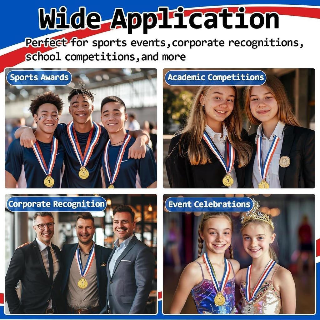9 Pcs Gold Silver Bronze Award Medals - 1st 2nd 3rd Place Metal | Olympic Style for Sports, Competitions, Talent