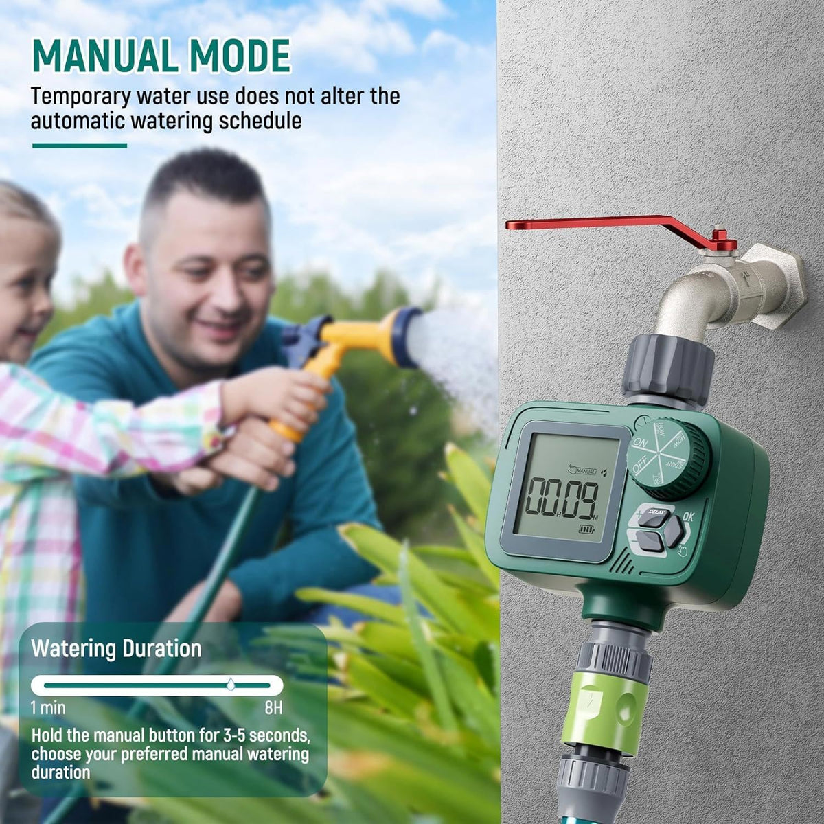 Sprinkler Timer, Programmable Hose Timer with Automatic Watering System | Digital Water Timer with Rain Delay &