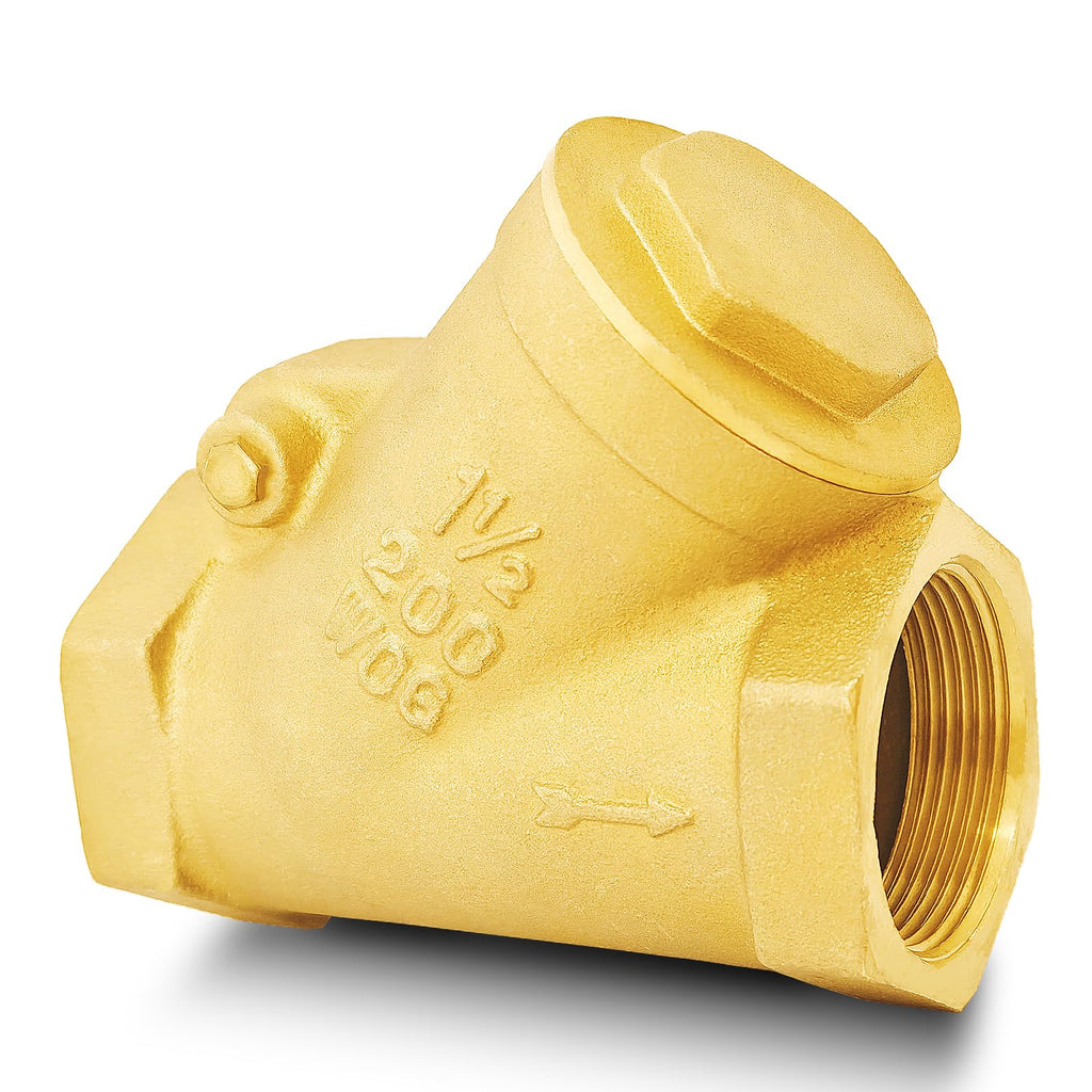 1-1/2" NPT Y-Pattern Swing Check Valve Brass Heavy Duty Female Thread, DN40