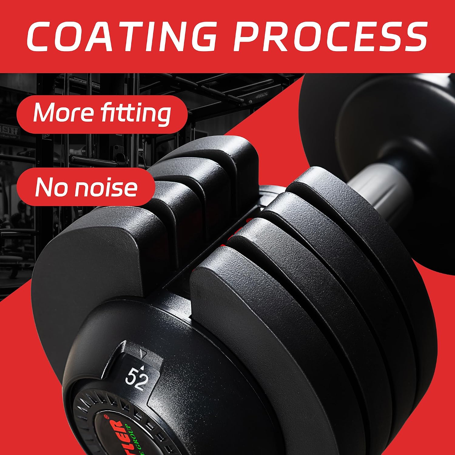 Adjustable Dumbbell Set, 25/52LB Pair with Tray for Workout Strength Training Fitness, Adjustable Weight Dial