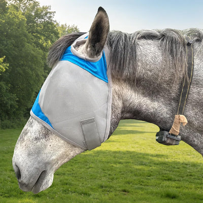 Horse Fly Mask Without Ears, Breathable Mesh UV Protection, Soft Fleece Trim, Adjustable Secure Fit, No Eye Rubbing