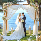 Wedding Arch Draping Fabric 28" x 19 ft White Sheer Curtain Backdrop Drapes